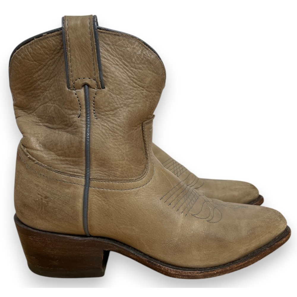 Frye Tan Leather Western Ankle Boots 8.5